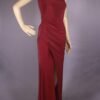 Draped Cowl Neckline Gown _ Wine Red
