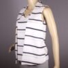 Chic Striped Sleeveless Top _ White & Black Horizontal Stripe