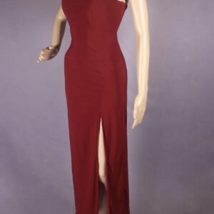 Spaghetti Strap Padded Maxi Dress _ Wine Red