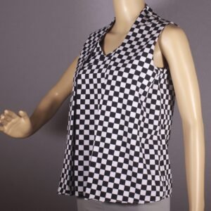 Chic Checked Sleeveless Top _ Black & White