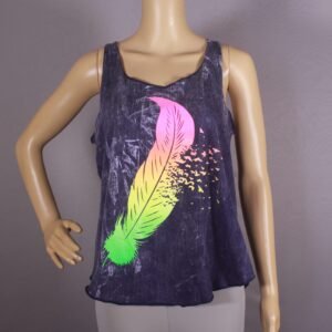Cotton Racer Back Tank Top_ Feather in Denim Blue Base