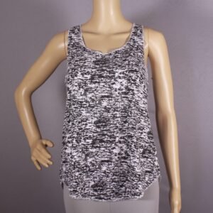 Cotton Racer Back Tank Top_White with Black Splatter